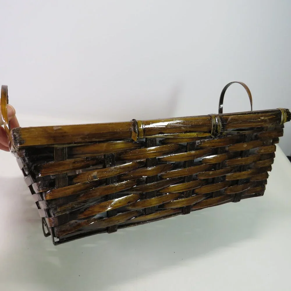 Dark bent wood basket with high gloss 11x7